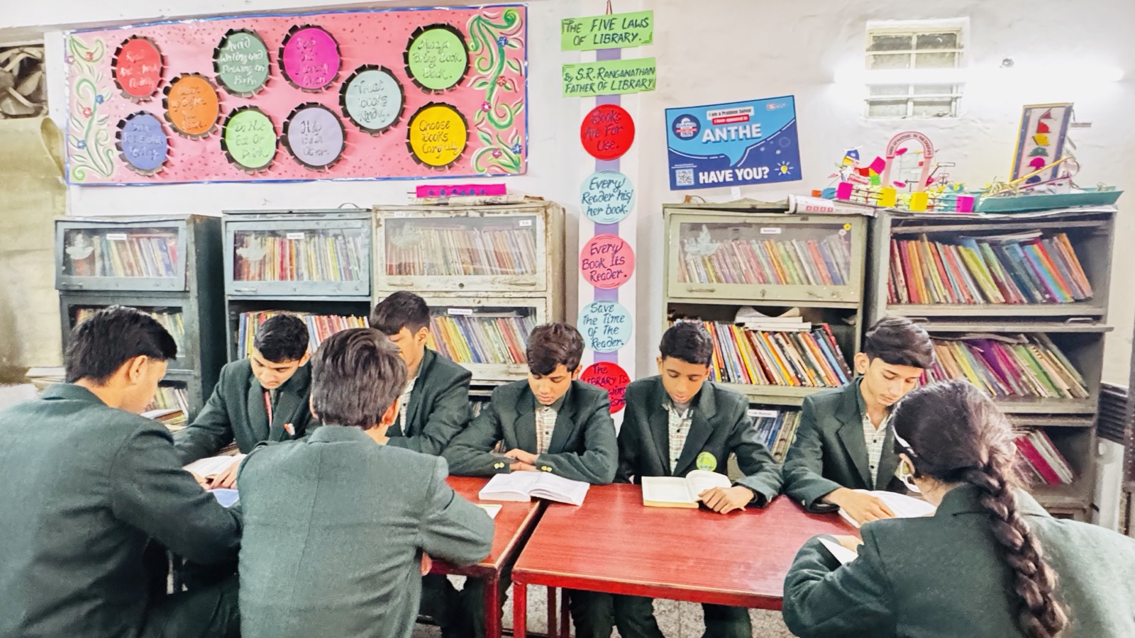 Students reading in the library — Jyoti Model Sr. Secondary School